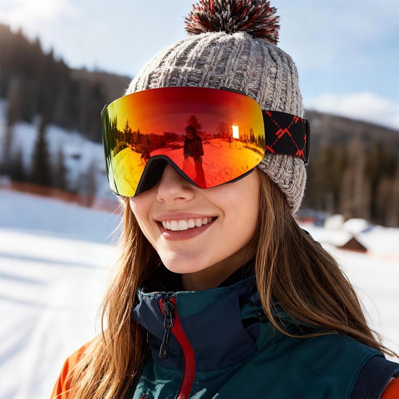 MXJ Gear Ski Goggles OTG for Women Men Adult Youth,YH693C Magnetic Snowboard Goggles,Winter Snow Goggles for Skiing Skating - Image 3